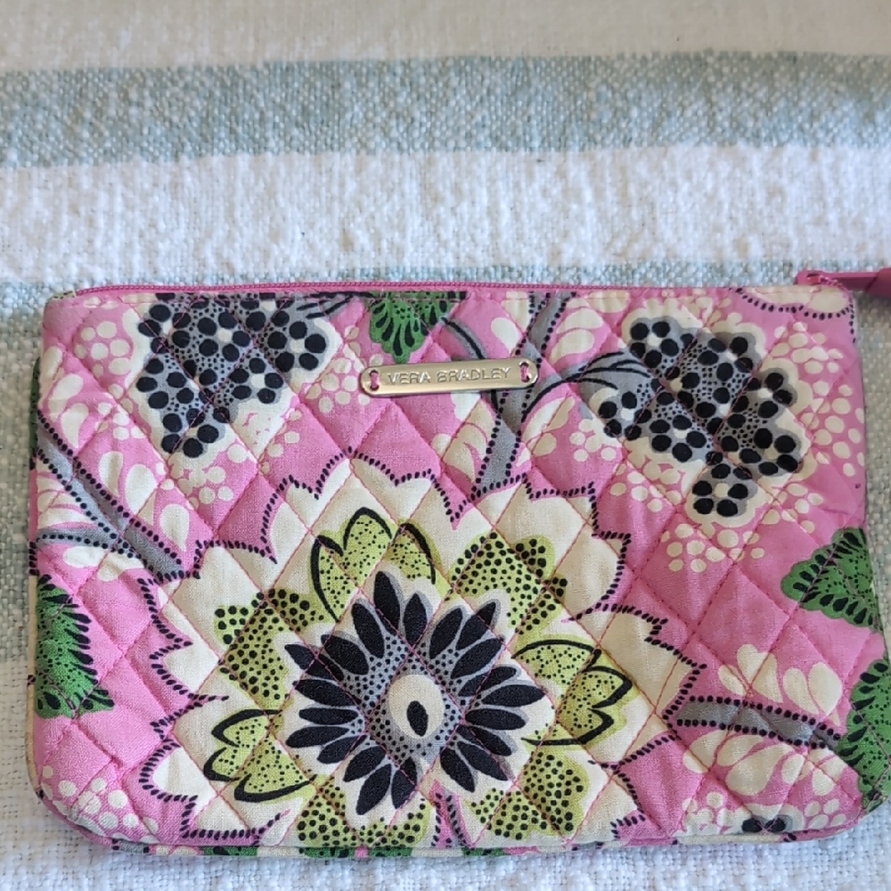 Vera Bradley Pink and Green Quilted Pouch 3pc Set - Picture 8 of 11